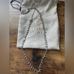 Kendra Scott Jenna Choker Necklace in Rhodium and Amethyst